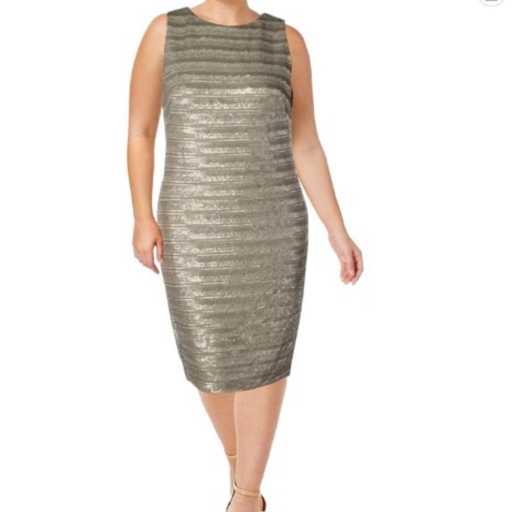 NWT Lauren Ralph Lauren Torinne Metallic Sequins Sleeveless Sheath Dress…